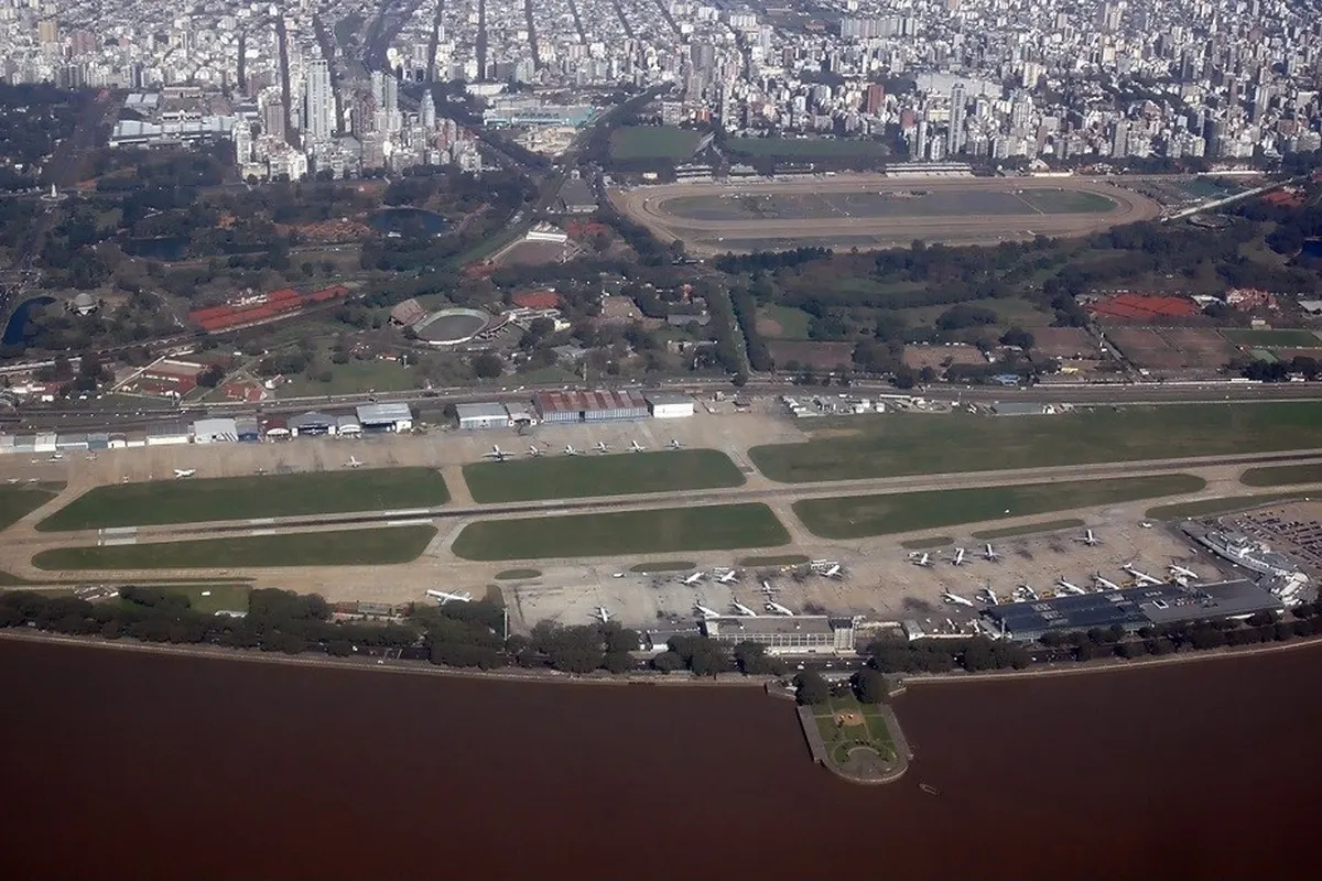 Aeroparque Jorge Newbery airport on the Río de la Plata in Buenos Aires